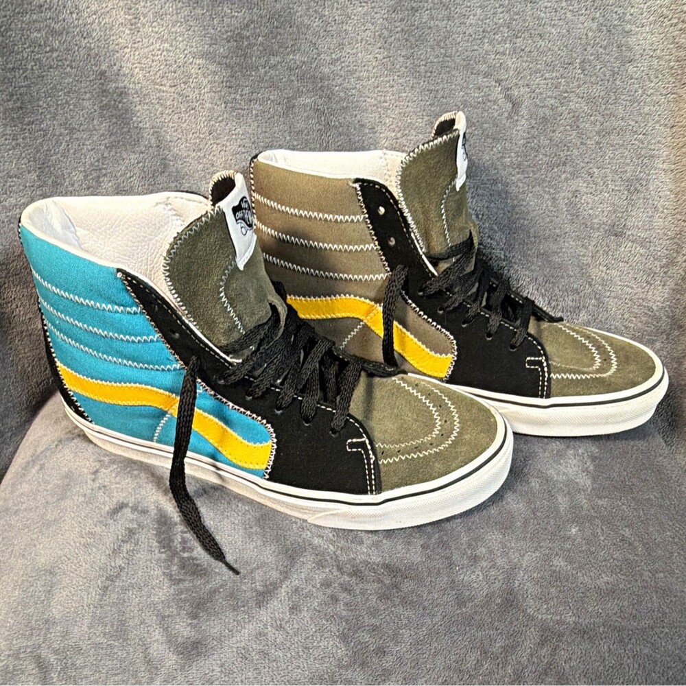 VANS Sk8-Hi Men’s High-Top Lace-Up Sneakers Colorblock Green/Black 7.5